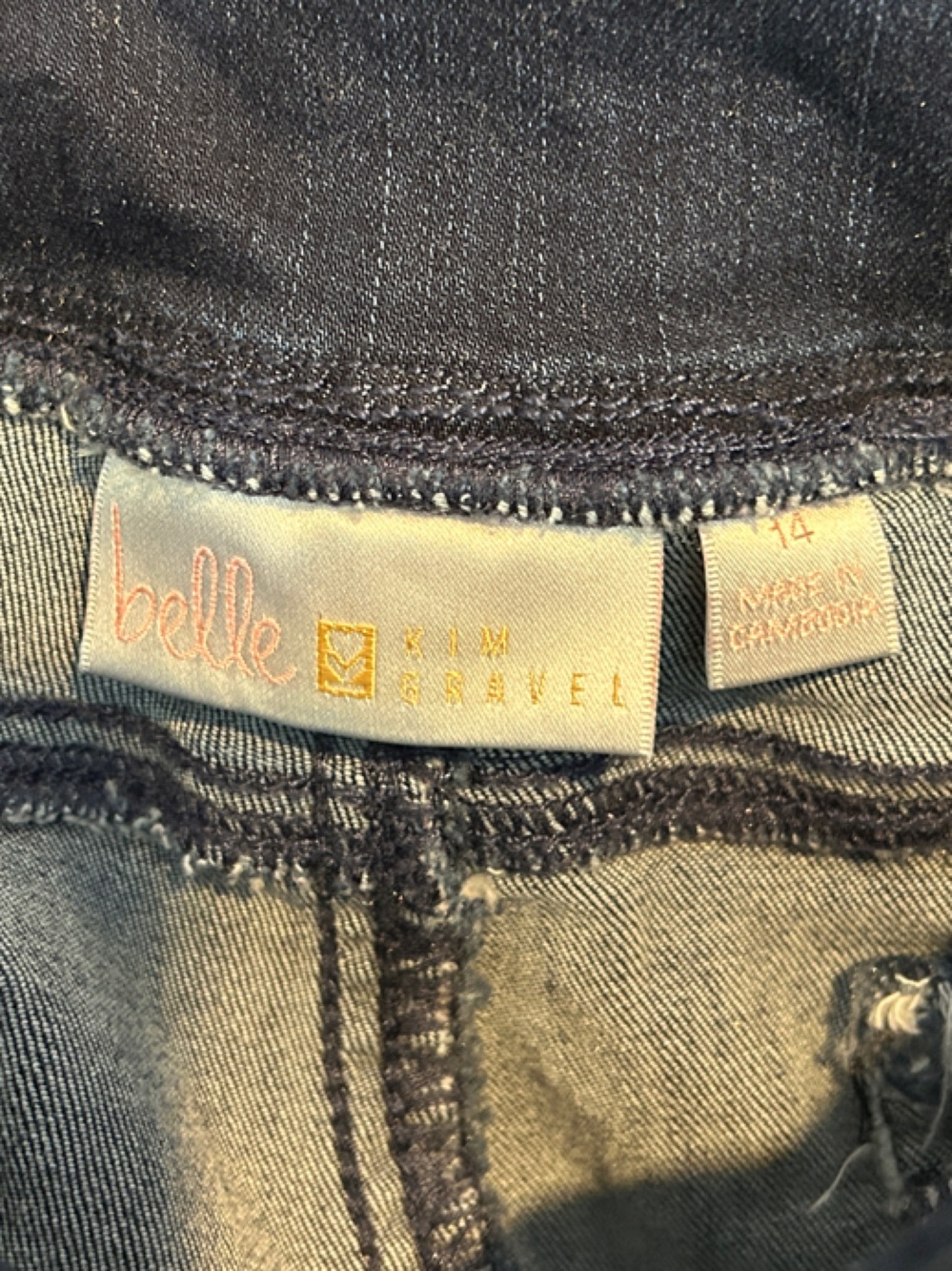 Belle by Kim Gravel Distressed Dark Blue Pull-On Jeggings - Picture 2 of 4
